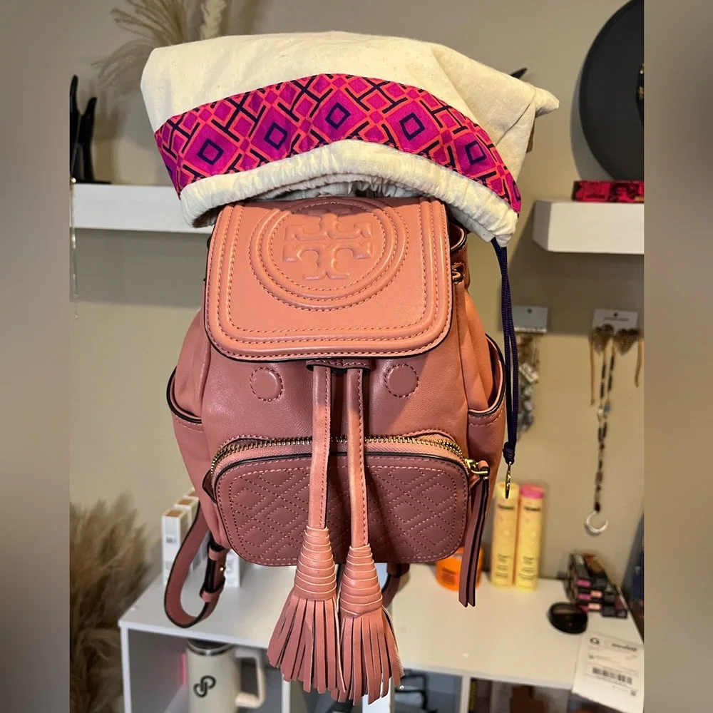 NWOT Tory Burch Fleming Mini Pink Leather Backpack - Picture 14 of 14